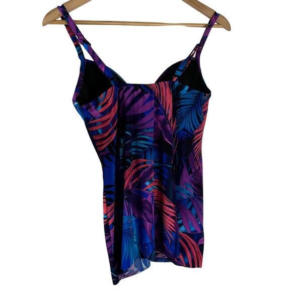 Miraclesuit NWT Marina Tankini Top Framboise Pink Palm Size 8 Underwire Bra - Picture 4 of 10